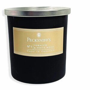 Pecksniff's Tobacco & White Wood Candle 3.5 Oz. With Metal Lid From England